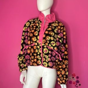 Free People Movement Rocky Ridge Fleece Jacket Pink Daisy Floral size XS